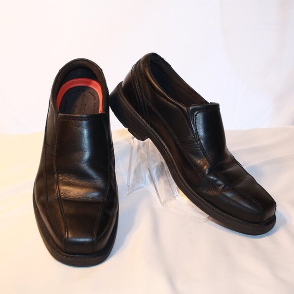 Rockport Size 8.5 Wide Black Leather STYLE LEADER 2 Bike Toe Slip On Loafer - Picture 2 of 13